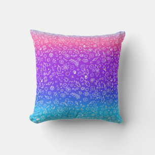 Candy-Pop Floral Doodle Art Throw Kissen