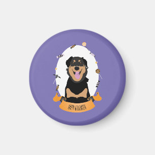 Candy Portrait Rottweiler Dog Lila Orange Magnet