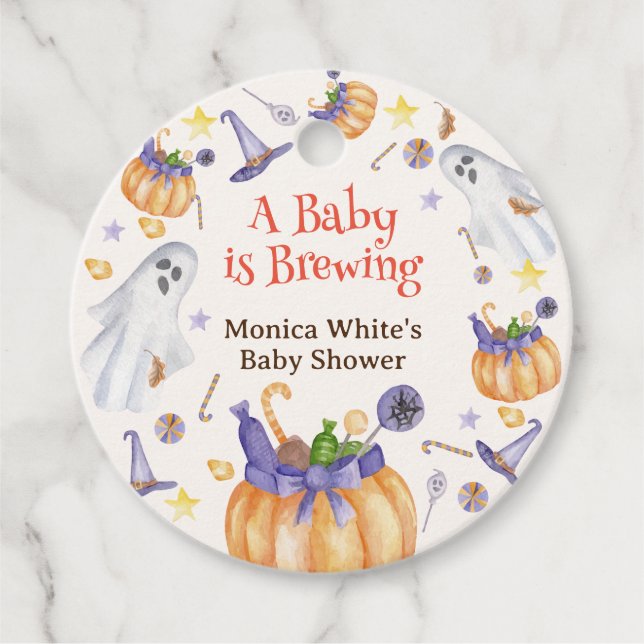 Candy Pumpkin Ghosts Halloween Baby Brewing Dusche Geschenkanhänger (Vorderseite)