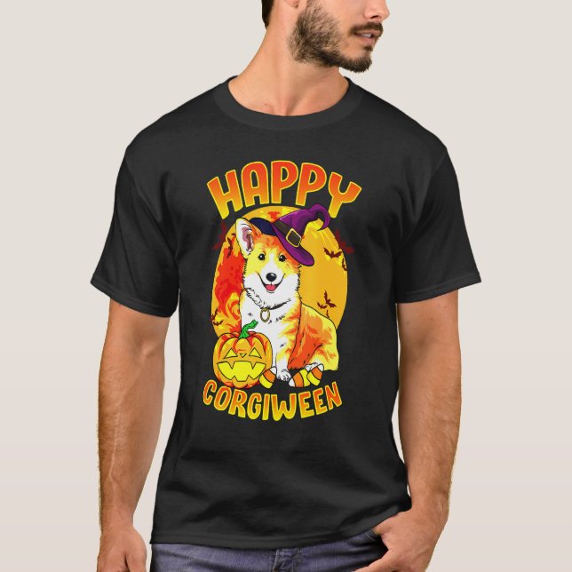 Candy Pumpkin Hexch Corgi T-Shirt (Vorderseite)