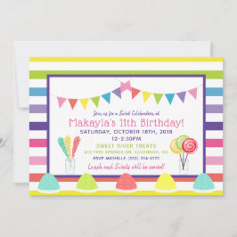 Candy Rainbow Stripe Geburtstagsparty Einladung