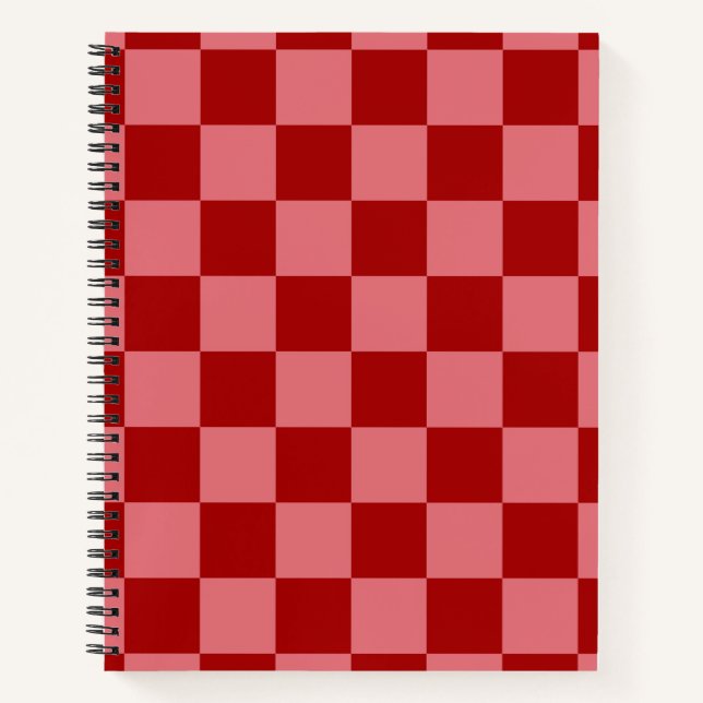 Candy Red und Candy Pink Checkerboard Notizbuch (Vorderseite)