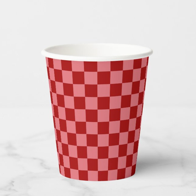 Candy Red und Candy Pink Checkerboard Pappbecher (Vorderseite)