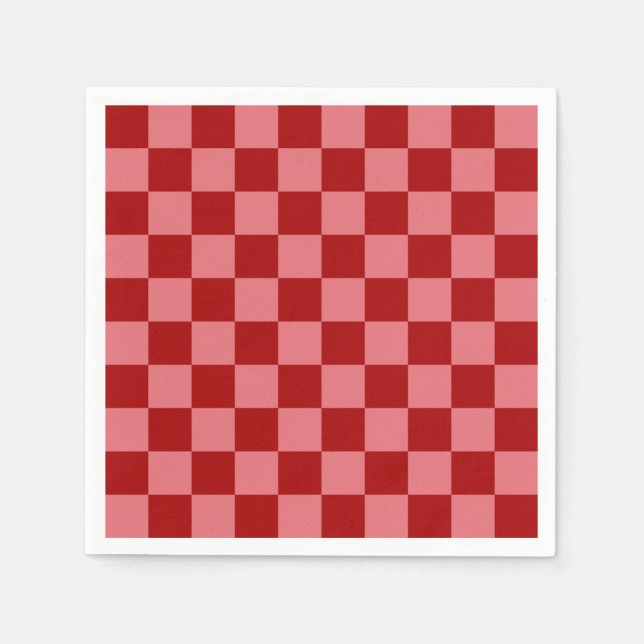 Candy Red und Candy Pink Checkerboard Serviette (Vorderseite)