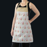 Candy Santa Christmas Pattern Wasserfarbenmonogram Schürze<br><div class="desc">Wasserfarbe Handgestrichen</div>