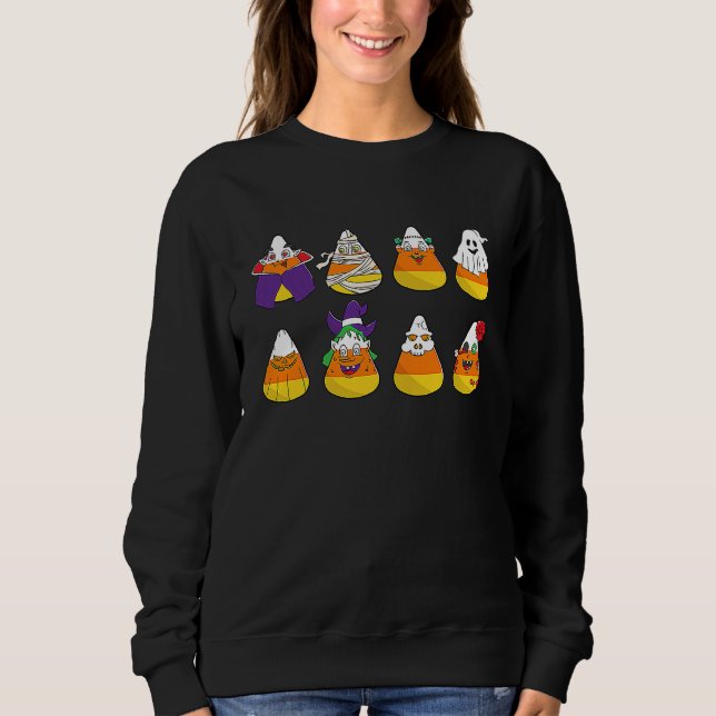 Candy Season Is Here Funny Women Candy Corn Hallow Sweatshirt (Vorderseite)