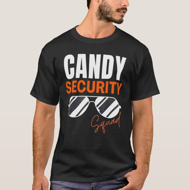 Candy Security Squad Halloween Vater Mama Kinderbe T-Shirt (Vorderseite)