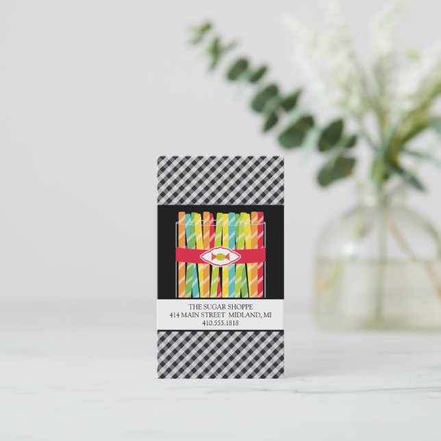 Candy Shop Business Cards Visitenkarte (Stehend Vorderseite)
