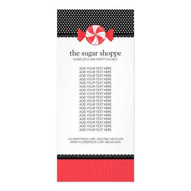Candy-Shop-Produktrackkarten Werbekarte (Vorne)