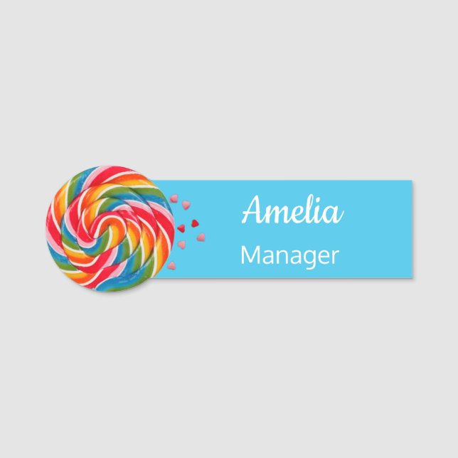 Candy Shop-Süßigkeiten Store Lollipop Mitarbeiter- Namensschild (Vorderseite)