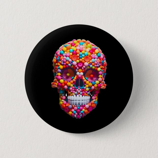 Candy Skull Bubble Gum Skeleton Halloween Candies Button (Vorderseite)