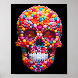 Candy Skull Bubble Gum Skeleton Halloween Candies Poster