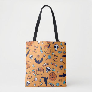 Candy Skull Pumpkin Bat Nahtlose Muster. Tasche