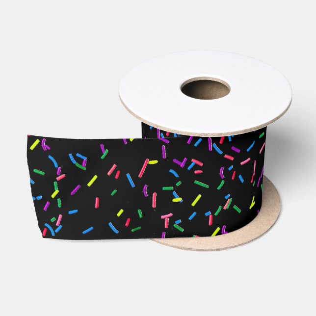 Candy Sprinkles auf schwarz Satinband (Spule)