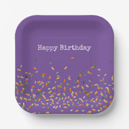 Candy Sprinkles Happy Birthday Orange Green Lila Pappteller