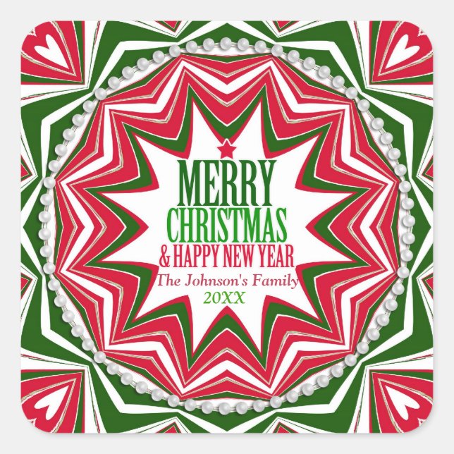 Candy Sternexplosion Keepake Weihnachts-Party Plat Quadratischer Aufkleber (Vorderseite)