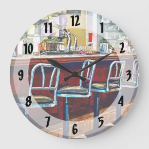 Candy Store With Soda Fountain Große Wanduhr