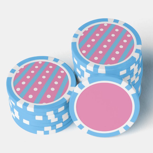 Candy Stripe & Polka Dot Poker Chips (rosa & blau) (Stapel)