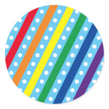 Candy Stripe & Polka Dot Round Stickers (Regenboge