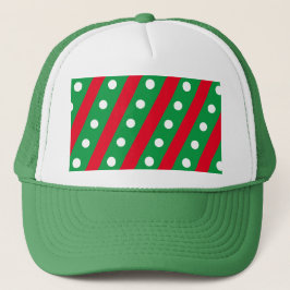 Candy Stripe & Polka Dot Trucker Hat (grün & rot) Truckerkappe