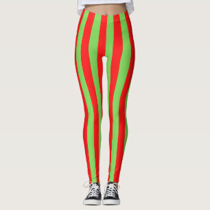 Candy Stripe Red Green Leggings