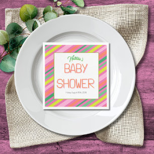 Candy Stripe Rosa Farbige Regenbogen-Baby-Party Serviette