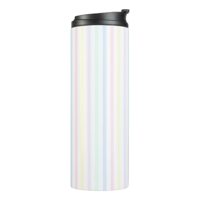 Candy Stripe rosa und blaues Retro Muster Thermosbecher (Nach links gedreht)