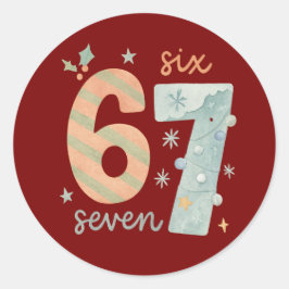 Candy Stripe & Snowflake 67 – Handgefertigte Holid Runder Aufkleber