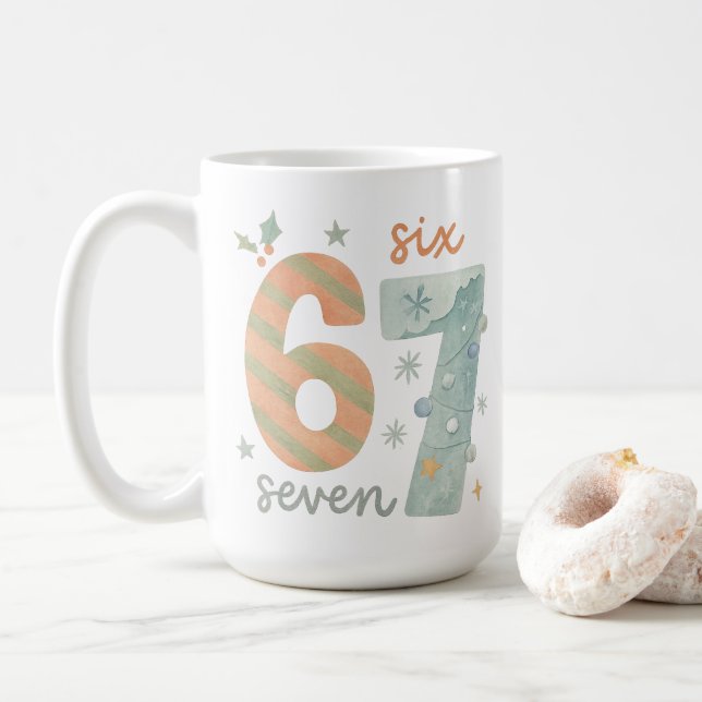 Candy Stripe & Snowflake 67 – Handmade Holiday Num Kaffeetasse (Mit Donut)