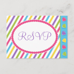 Candy Stripes Bat Mitzvah UAWG RSVP Karte