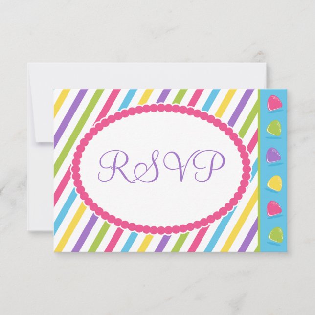 Candy Stripes Bat Mitzvah UAWG RSVP Karte (Vorderseite)