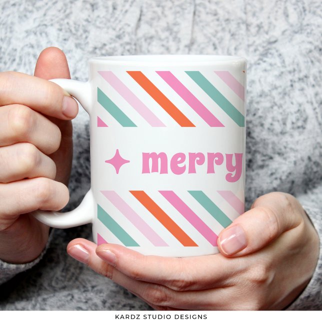Candy Stripes Gite Café Mug (1 side of a 15-oz mug is shown in the image.)