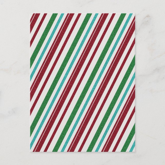 Candy Stripes Glitzer Postkarte (Vorderseite)