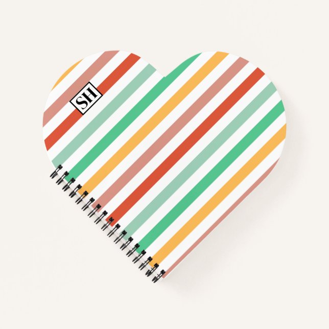 Candy Stripes Monogram Notizbuch (Vorderseite)