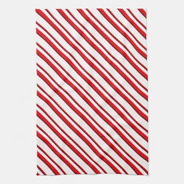 Candy Stripes, Pfefferminze rot & weiß Handtuch (Vertikal)
