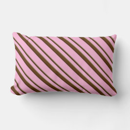 Candy Stripes, rosa und schokoladenbraun Lendenkissen