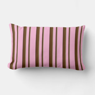 Candy Stripes, rosa und schokoladenbraun Lendenkissen