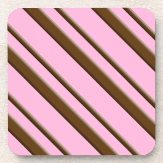 Candy Stripes, rosa und schokoladenbraun Untersetzer (Vorderseite)