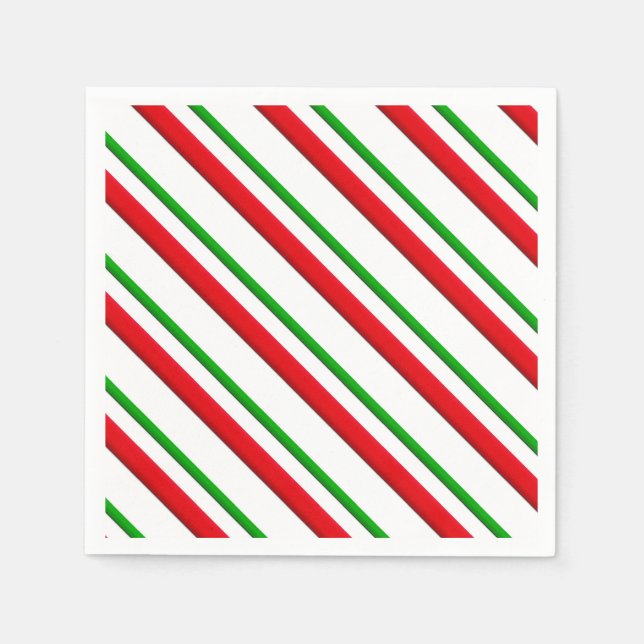 Candy Stripes, rot, grün und weiß Serviette (Vorderseite)