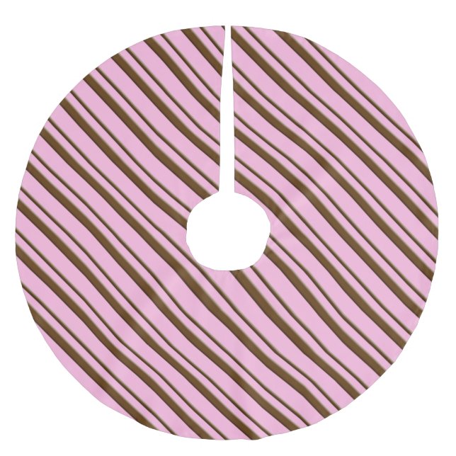 Candy stripes - Schokolade auf rosa Polyester Weihnachtsbaumdecke (Vorderseite)
