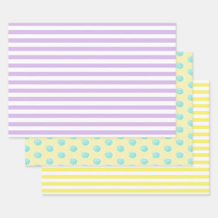 Candy Stripes und Lollipops Pastel Geschenkpapier Set