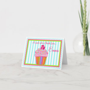 Candy  Surpise Cupcake Thank You Note Cards Dankeskarte