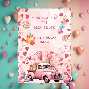 Candy Süßigkeiten Balloons LKW Kids Pink Valentine Feiertagskarte