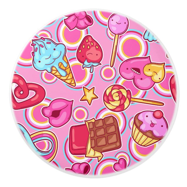 Candy Süßigkeiten Girls Room Keramikknauf (Vorderseite)