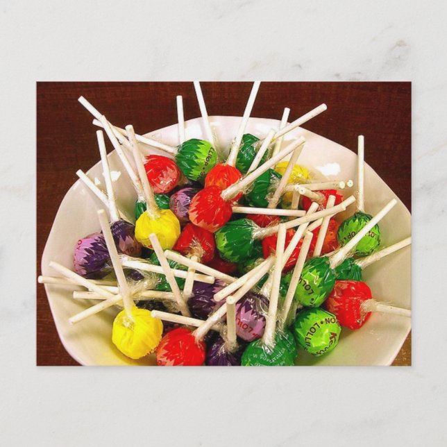 Candy-Süßigkeiten Lollipop-sucker Snack Leckerei y Postkarte (Vorderseite)
