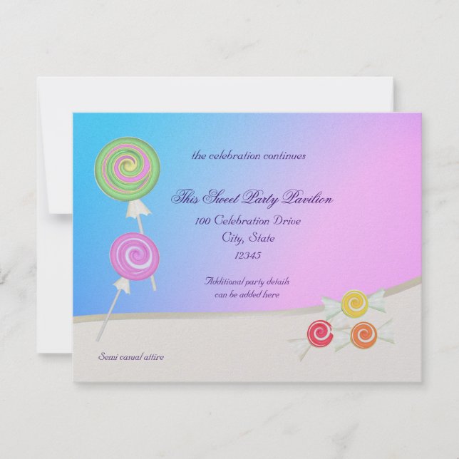 Candy Sweet Blue Raspberry Bat Mitzvah Einladung (Vorderseite)