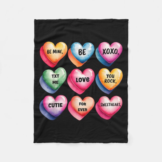 Candy Sweet Heart Valentines Day Design For Women  Fleecedecke (Vorderseite)