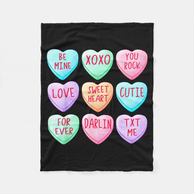 Candy Sweet Hearts Love Valentines Day Shirt Women Fleecedecke (Vorderseite)