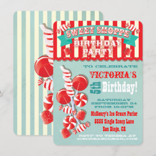 Candy Sweet Shoppe Anniversaire Fête Invitation
