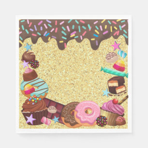 Candy-Thema, Schokolade, rosa blau lila Serviette